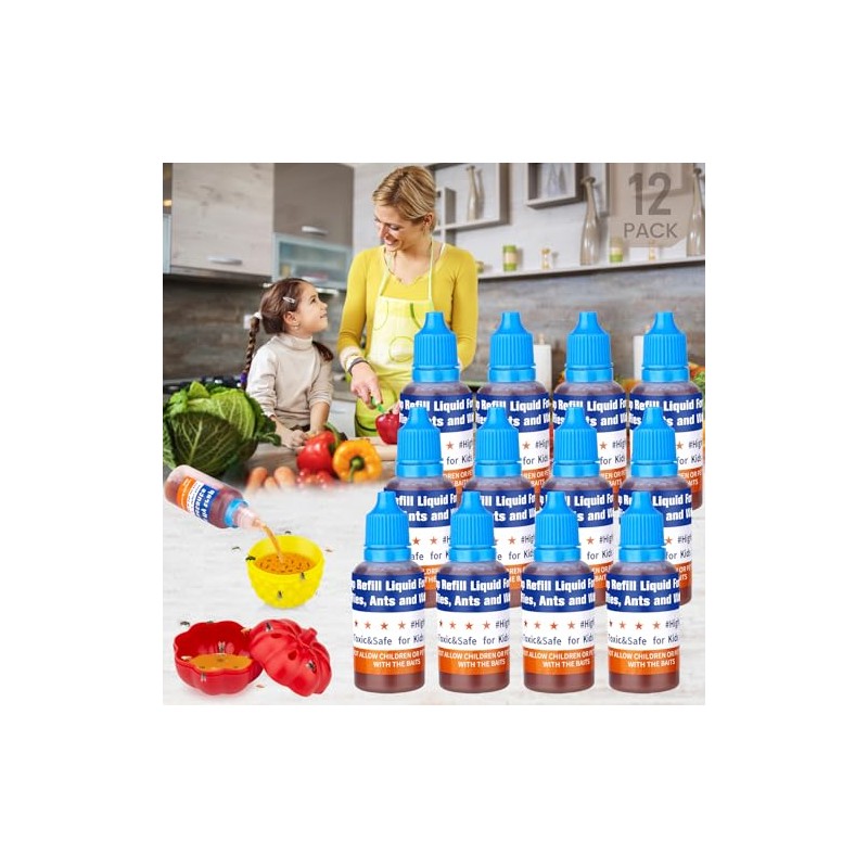 Fruit Fly Trap Refills Liquid Only 12 Pack,Fruit Fly Gnat