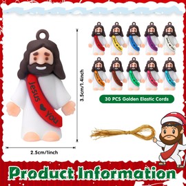 Bememo 25 Pcs Mini Christmas Ornaments Jesus Love You Tiny Jesus DIY Fillable Balls Mini Rubber Jesus Figures Toy for Christmas Tree Decoration Hide Gifts Religious Party Sunday School Baptism