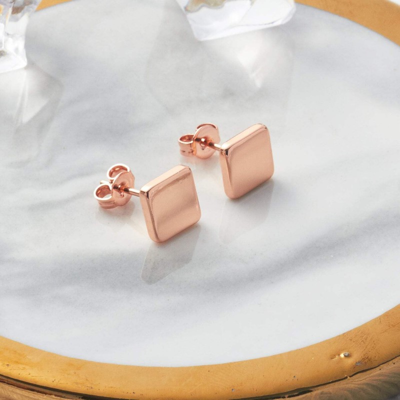 Philip Jones Rose Gold Plated Square Stud Earrings