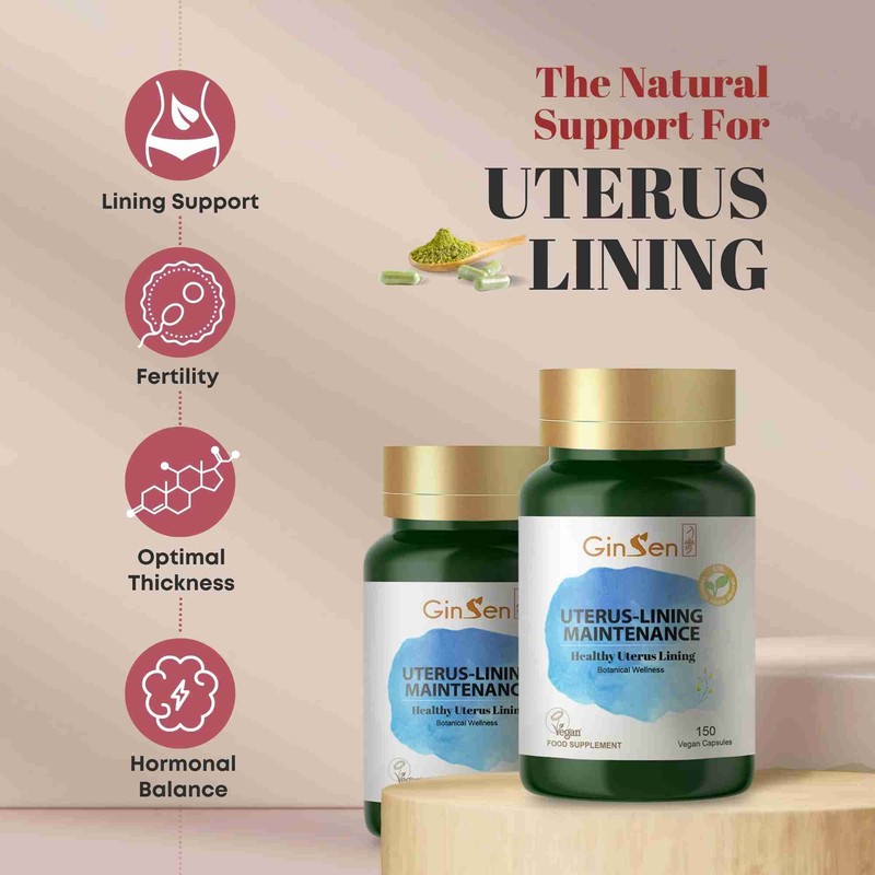 GinSen Uterus-Lining Maintenance,Support Optimal Uterus Thickness, Reproductive Function, 150 Capsules,
