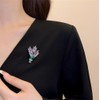 Rhinestone Lavender Brooch Women Brooch Romantic Crystal Lavender Flower Lapel