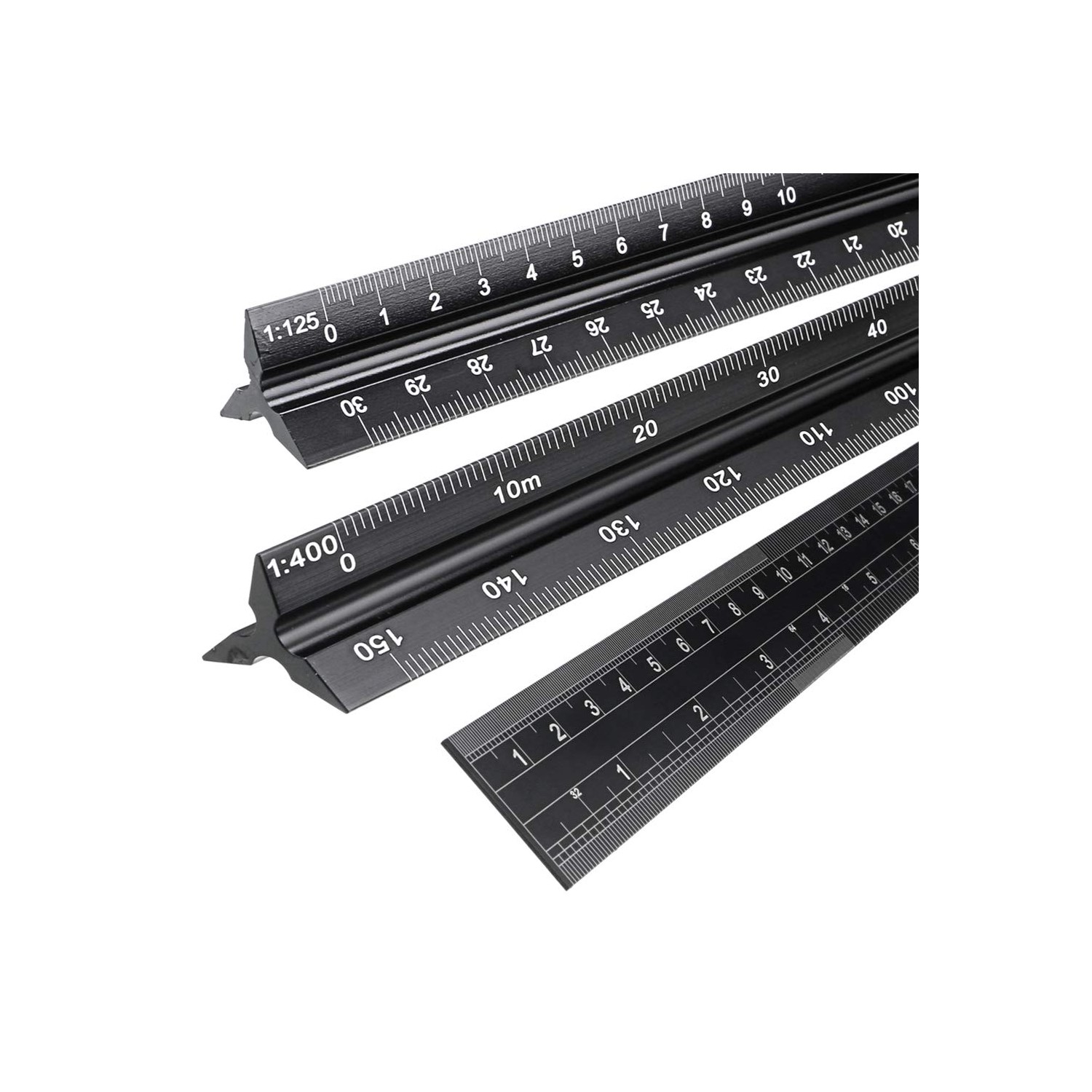 OwnMy 30CM Solid Aluminum Metric Triangular Architect Scale Ruler Set ...