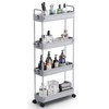 SOLEJAZZ Slim Storage Cart, 4 Tier Bathroom Organizer Mobile Shelving