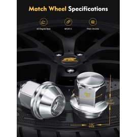 MIKKUPPA M12x1.5 OEM Wheel Lug Nuts, One-Piece Chrome Large Acorn Seat Nuts, Replacement for 2001-2024 Ford Escape, 2000-2021 Focus, 2006-2018 Fusion Factory Wheels