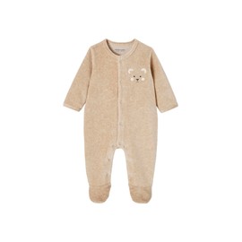 Vertbaudet Baby Velvet Koala Romper, beige heather