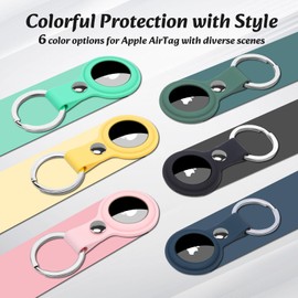 Alyvisun [6 Stück] AirTag Anhänger mit Schlüsselanhänger, Bunt AirTag Hülle Halter, AirTag Silikonhülle