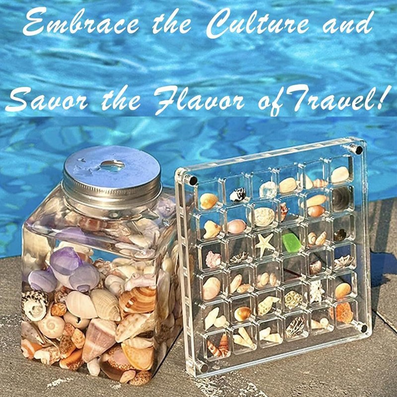 Biglumin Acrylic Box - 36 Compartments Acrylic Box Magnetic Seashell
