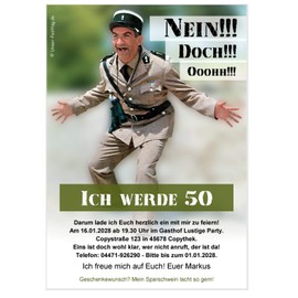Unser-Festtag No, doch, oooh!! Funny Invitation Cards Birthday Invitations with Text and Text of Choice – 50 Cards