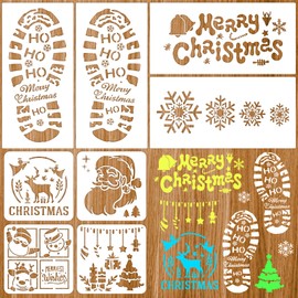 MELLIEX Pack of 8 Christmas Stencils, Drawing Stencils, Plastic Painting Stencils, Reusable Christmas Drawing Stencils for Gift Cards, Photo Albums, Wall Art, Christmas Decoration