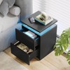 15" Black Nightstand Set of 2 with LED Lights, Modern