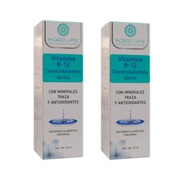 INDIGO LIFE NUTRACEUTICOS 2 Pack Vitamina B12 Ionizada Energía y Vitalidad – 2 Frascos Gotero 30 ml