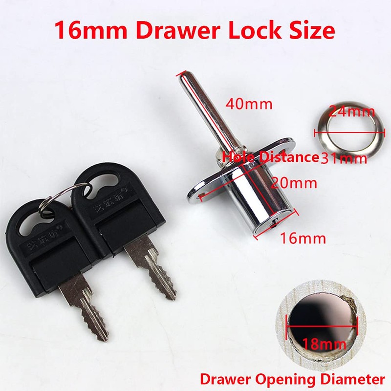 CL-Lin 2 Piece Drawer Lock Silver Plunger Lock with Key