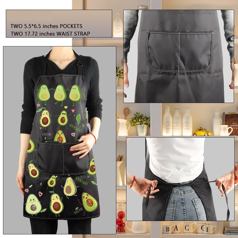 ENSIANTH Funny Avocado Apron Avocado Cooking Kitchen Aprons with Pockets
