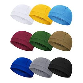 SATINIOR 9 Pieces Helmet Liner Skull Caps Sweat Wicking Cycling Hat Cooling Beanie Hat (Chic Colors)