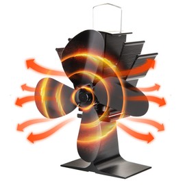 Albert Austin Heat Powered Stove Fan Powerful 4 Blade Design Easy to Carry Silent Operation Log Burner Fan for Wood Burning Stove Small Fireplace Fan Stable Base Efficient Heat Distribution