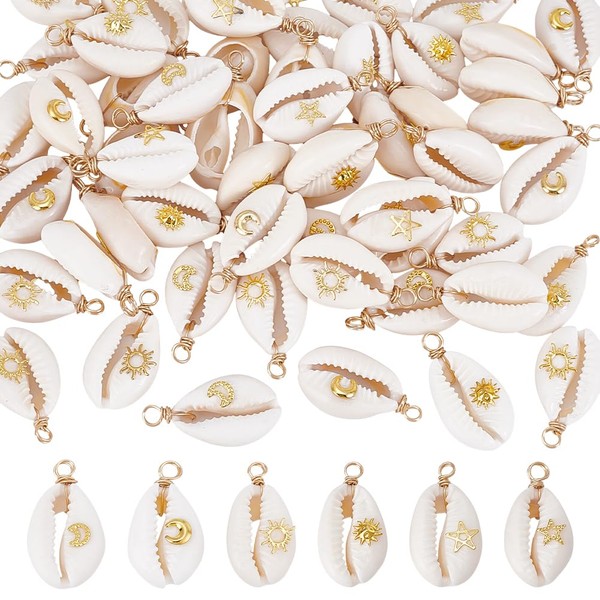 CRAFTYMELODY 60Pcs Natural Shell Charms 6 Style Sea Shell Pendants
