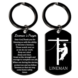 Nfyxcaz Lineman Gifts For Men Lineman Prayer Keychain Fathers Day Gift For Dad Valentine's Day Gifts For Him Husband Boyfriend