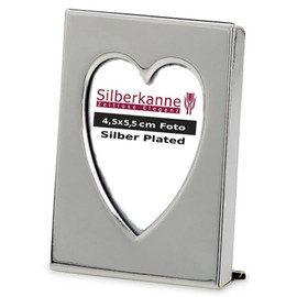 SILBERKANNE Picture Frame Heart for Passport Picture 4.5 x 5.5 cm Premium Silver Plated Elegant Silver-Plated in Top Workmanship