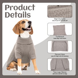 Dog Sweater Pet Dog Sweaters for Large Dogs Girl Boy Dog Christmas Sweater Classic Dog Turtleneck Knitwear Dog Thanksgiving Outfit Warm Dog Winter Clothes for Chihuahua, Bulldog, Dachshund, Pug