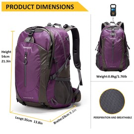 SPEEDPARK Hiking Backpack 40L Waterproof Hiking Daypack with Rain Cover, Outdoor Trekking Travel Backpacks for Men Women