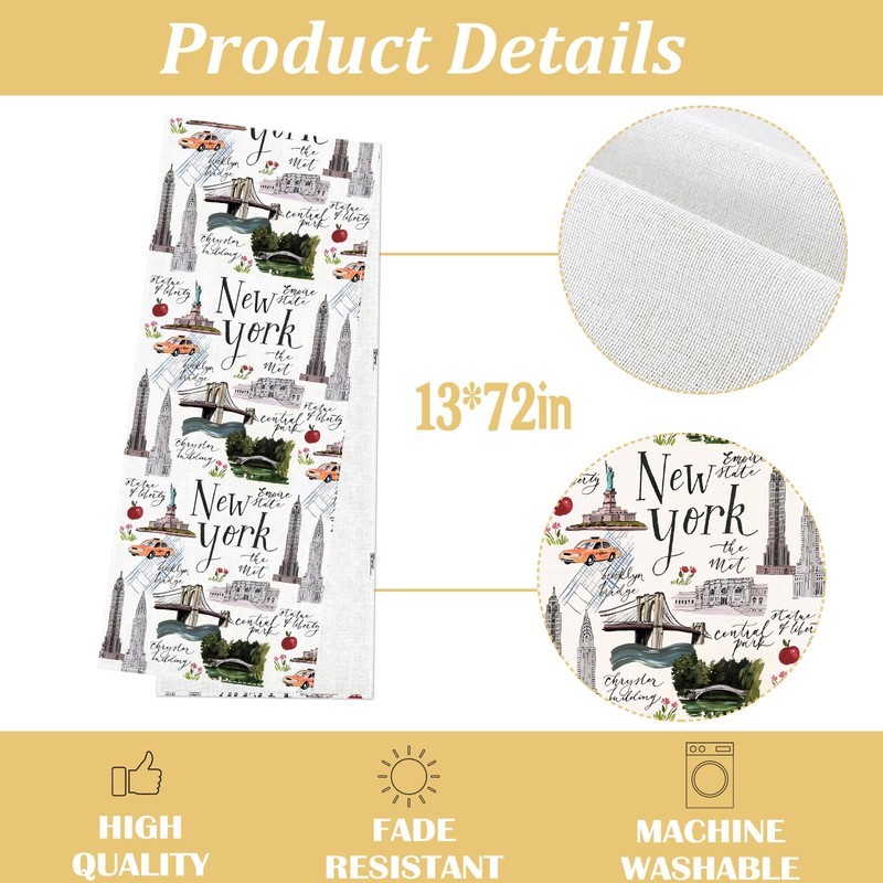 Heyfary New York Party Decorations NYC Cityscape Table Runner American