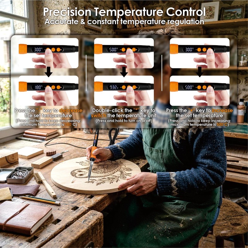 VECO-T Upgrade 40Pcs Wood Burning Kit, Craft Pyrography Tools for
