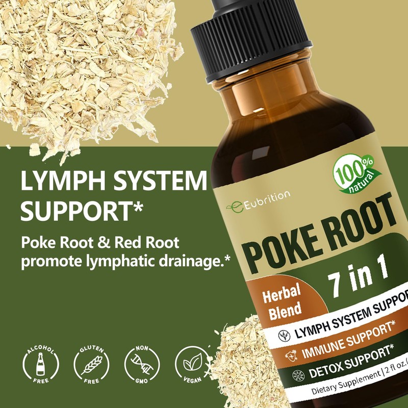 Eubrition Poke Root Drops for Lymph System Support, Lymphatic Drainage