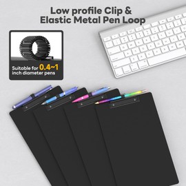 Juvealoe Legal Size Clipboard with Pen Holder, 8.5 x 14 Black Plastic Long Clip Board with Low Profile Clip, 9 x 15 in, Suitable for Legal Lawers and Business, Office Supply