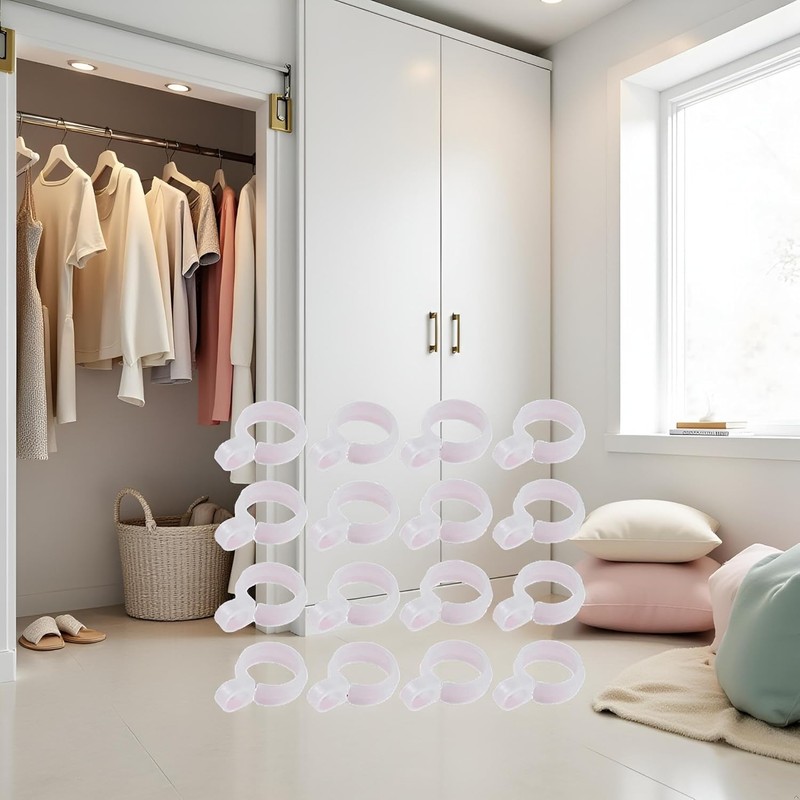 25Pcs White Plastic Windproof Hanger Hooks, Clothes Hanging Clips, Laundry