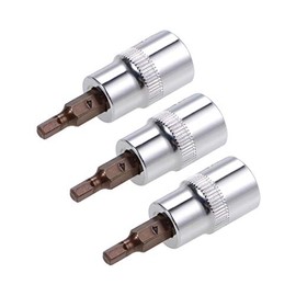 sourcing map 3pcs 3/8" Drive x H4 (4mm) Hex Bit Socket, S2 Steel Bits CR-V Sockets 38mm Length Use with Ratchet Wrench, Slide Bar, Extension Rod