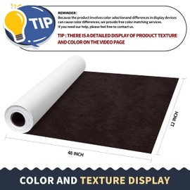 ONine Repair ，Leather Repair Tape, 12 x 48 inches Leather Repair for Furniture,Vinyl Repair Kit， Couch Patch，for Sofas, Furniture, Car Seats(Dark Brown)