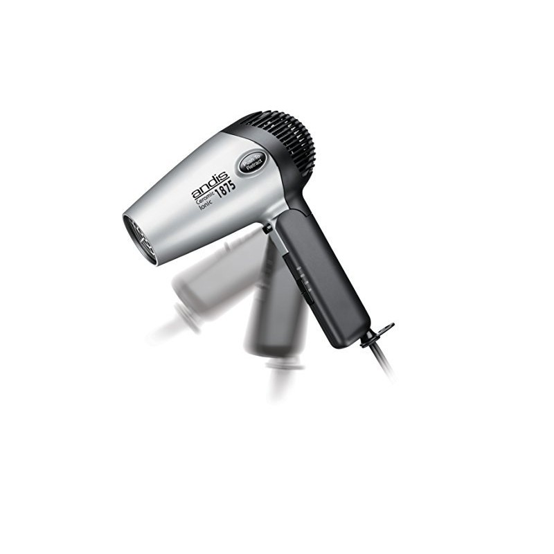 Secador inico de cabello Andis Fold-n-go de 1875 vatios, plateadonegro