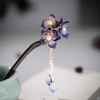 Flower Hair Stick Hair Chopstick with Tassels, Dark Blue Flower