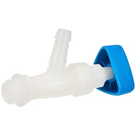 hünersdorff Corner valve, for canisters with wide thread 22 mm, nozzle connection 13 mm or 1/2 inch, natural/blue