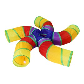 Bemodst Cat Tunnel for Indoor Cats, 2 Way/3 Way/4 Way/5 Way Cat Tubes and Tunnels Collapsible S-Shape Small Animal Tubes Kitty Tunnels Interactive Maze Cat Toy for Kitten Rabbit (Colored 5-Way)