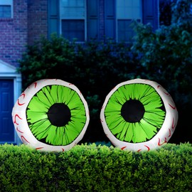 Joiedomi - Paquete de 2 inflables de Halloween, juego grande de decoración de ojos, ojos verdes para patio, decoración inflable de Halloween de 3 pies