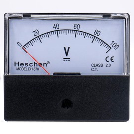 Heschen Rectangular Voltmeter Analogue Panel Volt Voltage Meter DH-670 DC 0-100V Class 2.0