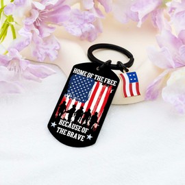 EoffIvan Veteran Gifts American Flag Keychain Patriots Gifts For Men Women Keychains Memorial Day Home Of The Free Because Of The Brave Military Appreciation Keychain American Citizenship Gift