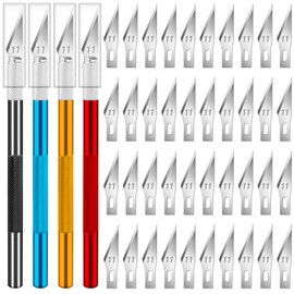 DIYSELF 4 PCS Exacto Knife with 40 Spare #11 Exacto Blades, Craft Knife, Hobby Knife, Exacto Knife Set for Crafting, Art, Scrapbook, Sculpting, Precision Exacto Knives for Paper, Leather, Vinyl