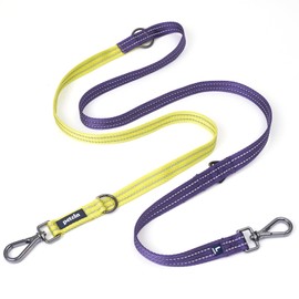 Pelzin Hands Free Dog Leash - 7-in-1 Multifunctional Crossbody Dog Leash with Aluminum Buckles - Reflective Double Clip Dog Leash for Anti-Pulling Dog Training - Suitable for Medium and Large Dogs