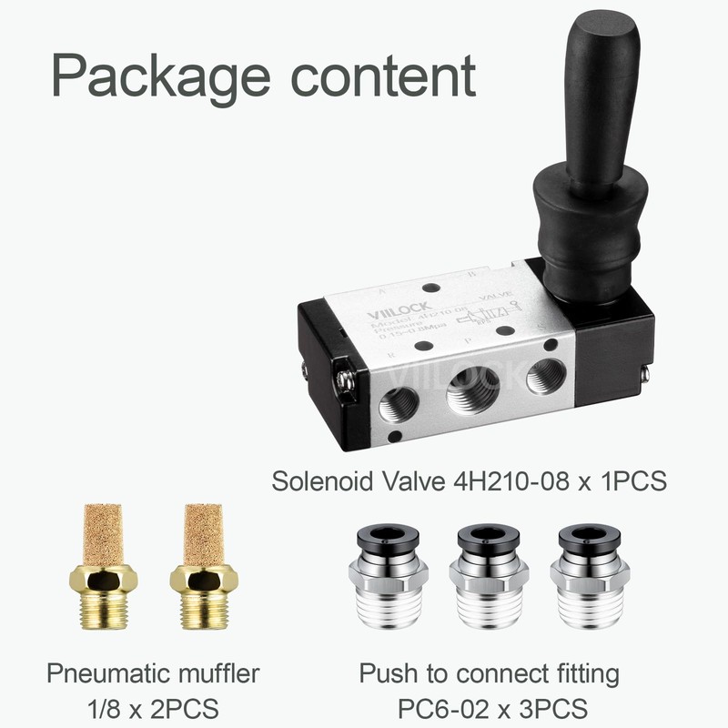 VIILOCK Pneumatic Air Hand Lever Valve, 5 Way 2 Position