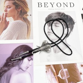 JPJZY BRBAM Retro 3D Animal Pendant Bolo Tie Western Cowboy Leather Bolo Necktie for Men's Accessories Collection (Elephant - Silver)