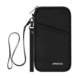 Arvok Passport Bag, Family Travel Organiser with RFID Blocker, Portable Passport Case, ID Bag for Men and Women, Passport Protective Cover for Credit Cards, ID and Travel Documents, black, Casual