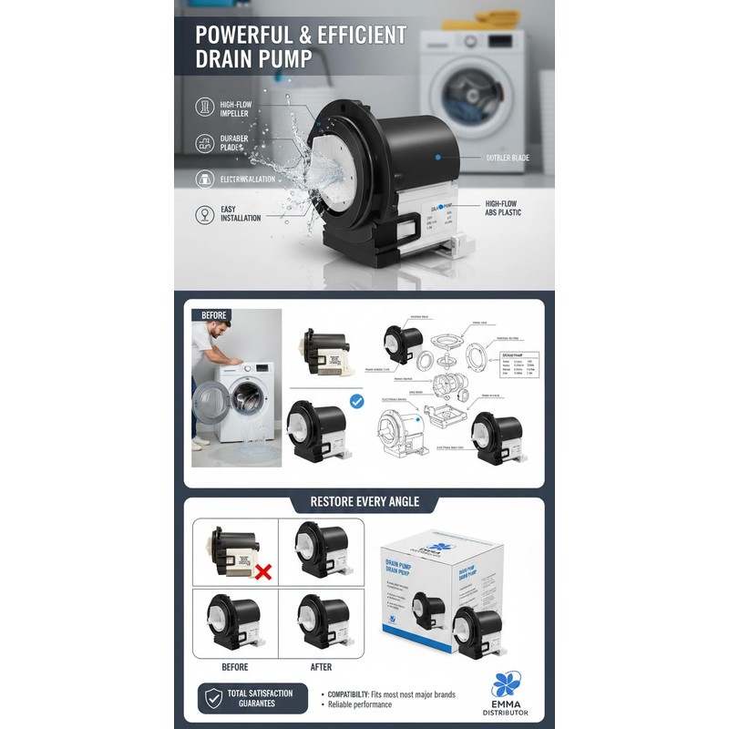 Washer Drain Pump Motor, Model 4681EA2001T,120V 85W, Compatible with Kenmore