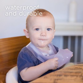 Olababy Fold N Go Silicone Baby Bib w Travel Case | Soft, Lightweight, Waterproof Bibs for Infants & Toddlers | BPA Free (2 Bibs + 2 Travel Cases, Lilac/Lemon)