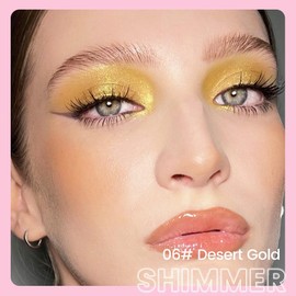 Kaely 2in1 Cream Eye Shadow Brightener Sticks for Eyes, Pencil Eyeshadow Applicator Stick Waterproof Pigmented, Eye Shadow Palette Highlighter Makeup, sombras para ojos, 06 Desert Gold