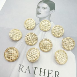 5pcs Gold Black Luxury Alloy Buttons Linen Texture Surface High Shank Hand Sewn for Suit Windbreaker Coat Sewing Material Accessories Decor DIY Crafts Supplies