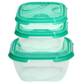 Engelland Pack of 3 Food Storage Containers Transparent Plastic with Lid for Food Green
