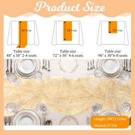 6pcs Gold Gauze Table Runner 120×28”Sheer Chiffon Tulle Cheesecloth Golden Sequin Glitter Metallic Foil Gold Party Table Decoration Centerpiece Dining Holiday Tables Decor for Wedding Christmas Bridal