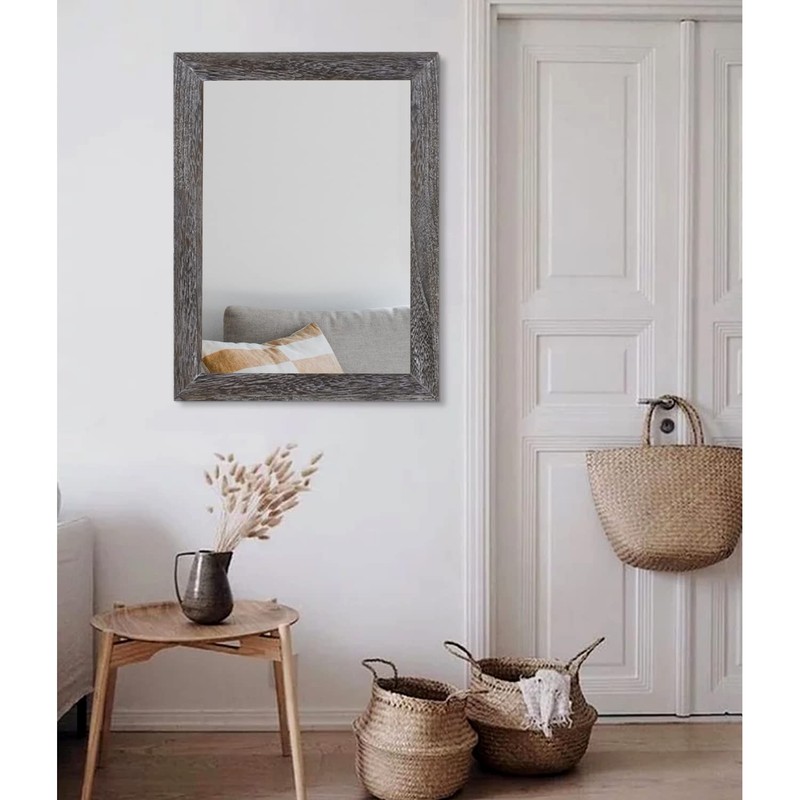 AAZZKANG Wall Mirror with Rectangle Wood Frame Large 26"x18" Rustic